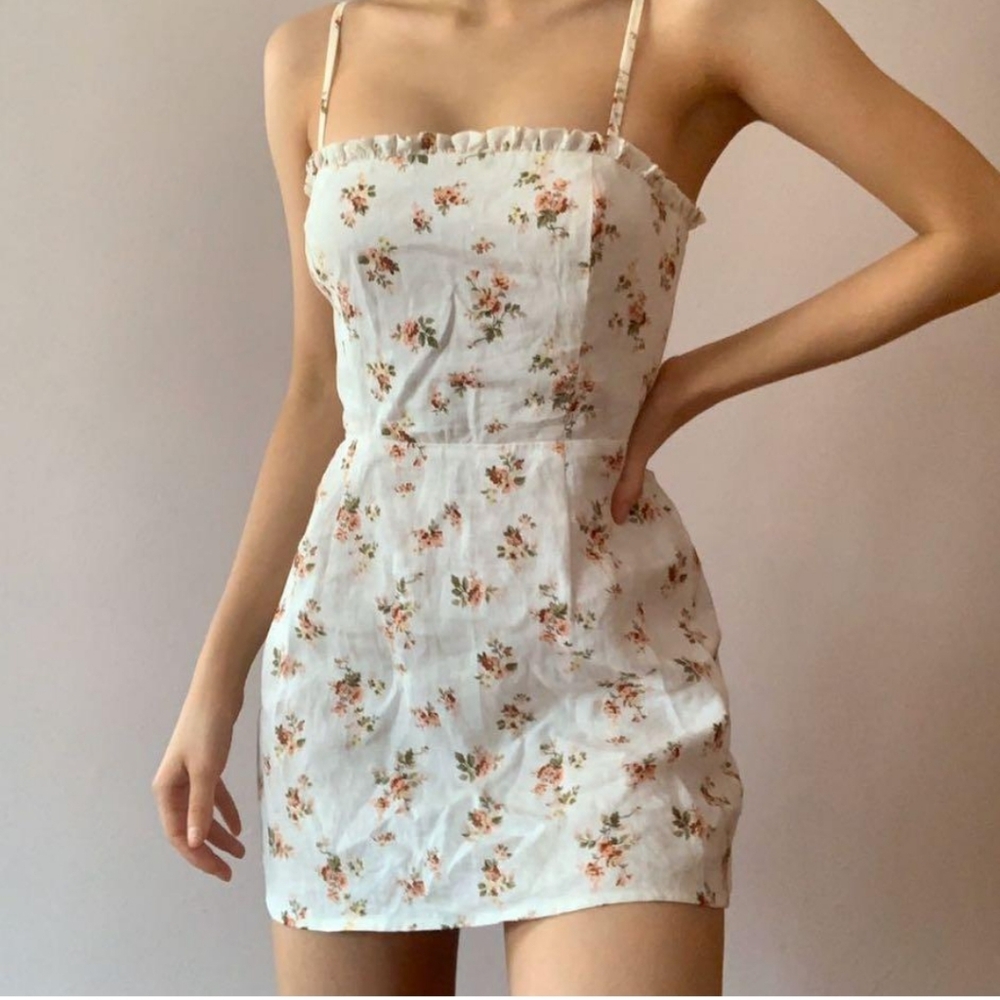 Reformation Floral White Dress